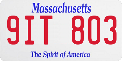 MA license plate 9IT803