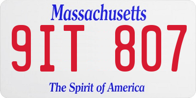 MA license plate 9IT807