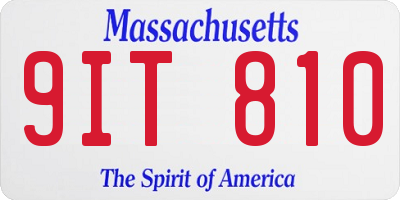 MA license plate 9IT810