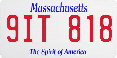 MA license plate 9IT818