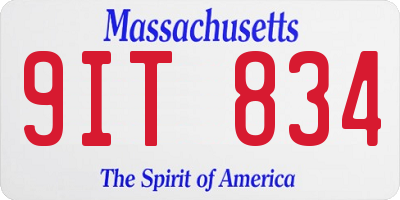 MA license plate 9IT834