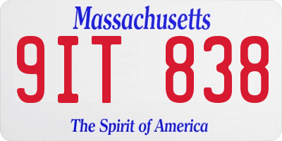 MA license plate 9IT838