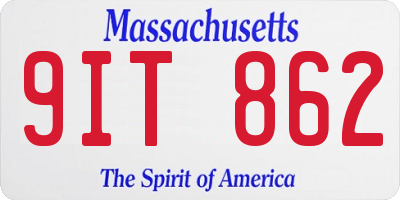 MA license plate 9IT862