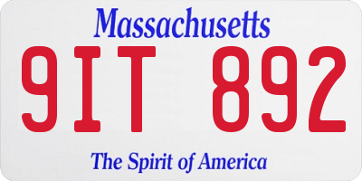 MA license plate 9IT892