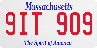 MA license plate 9IT909