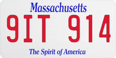 MA license plate 9IT914