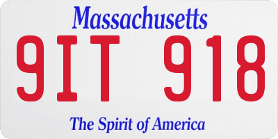 MA license plate 9IT918