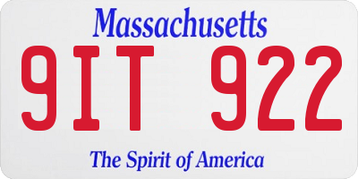MA license plate 9IT922