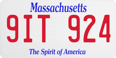 MA license plate 9IT924