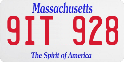 MA license plate 9IT928