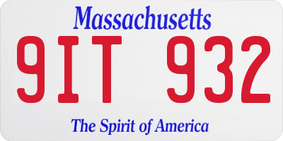 MA license plate 9IT932
