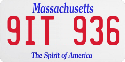 MA license plate 9IT936