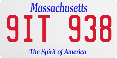 MA license plate 9IT938