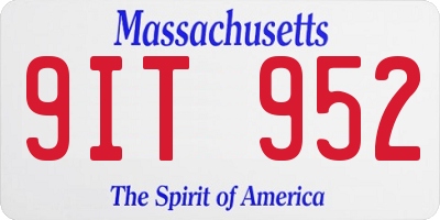 MA license plate 9IT952