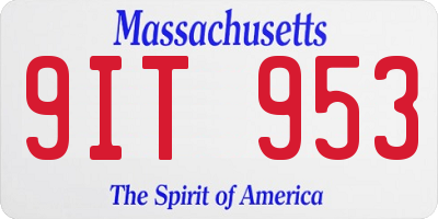 MA license plate 9IT953