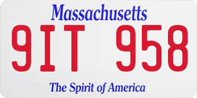 MA license plate 9IT958