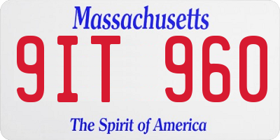 MA license plate 9IT960