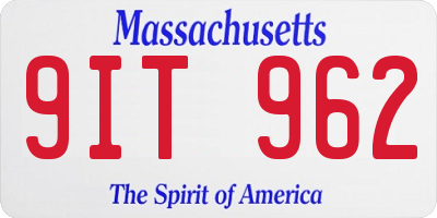 MA license plate 9IT962