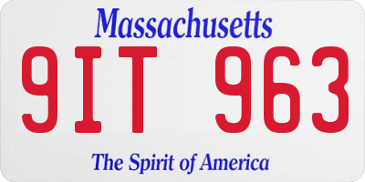 MA license plate 9IT963