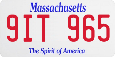 MA license plate 9IT965
