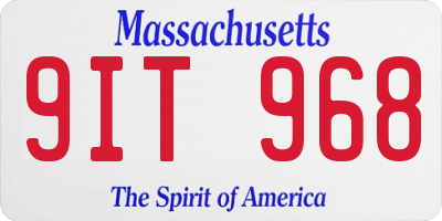 MA license plate 9IT968