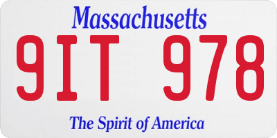 MA license plate 9IT978