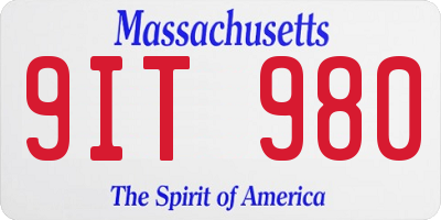 MA license plate 9IT980