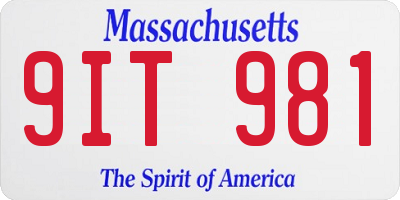 MA license plate 9IT981