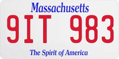 MA license plate 9IT983