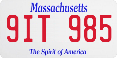 MA license plate 9IT985