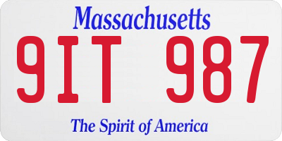 MA license plate 9IT987