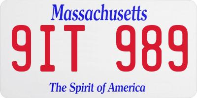 MA license plate 9IT989