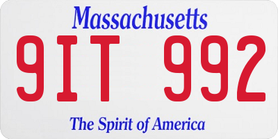 MA license plate 9IT992