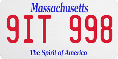 MA license plate 9IT998