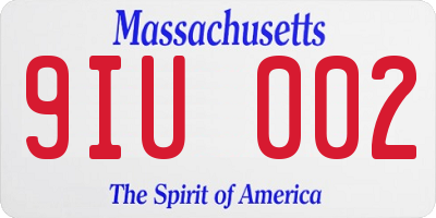 MA license plate 9IU002