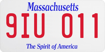 MA license plate 9IU011