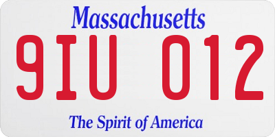 MA license plate 9IU012