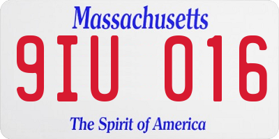 MA license plate 9IU016