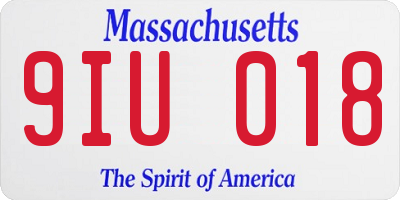 MA license plate 9IU018