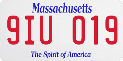 MA license plate 9IU019