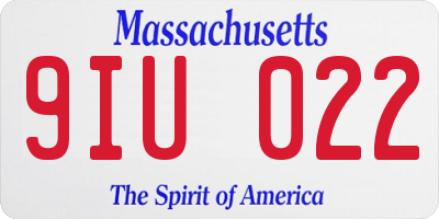 MA license plate 9IU022