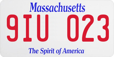MA license plate 9IU023