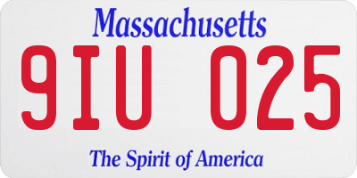 MA license plate 9IU025