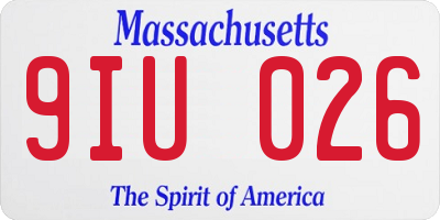 MA license plate 9IU026