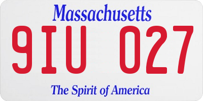 MA license plate 9IU027