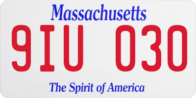 MA license plate 9IU030