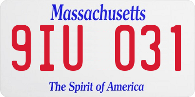 MA license plate 9IU031