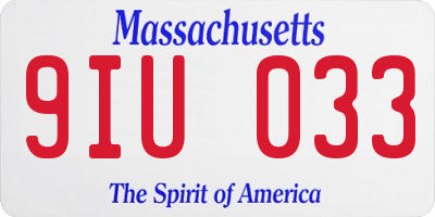 MA license plate 9IU033