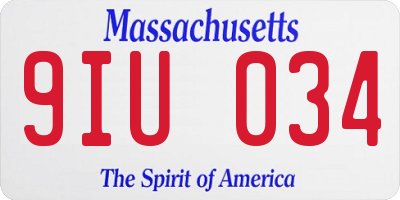 MA license plate 9IU034