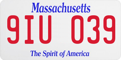 MA license plate 9IU039